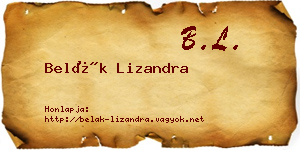 Belák Lizandra névjegykártya